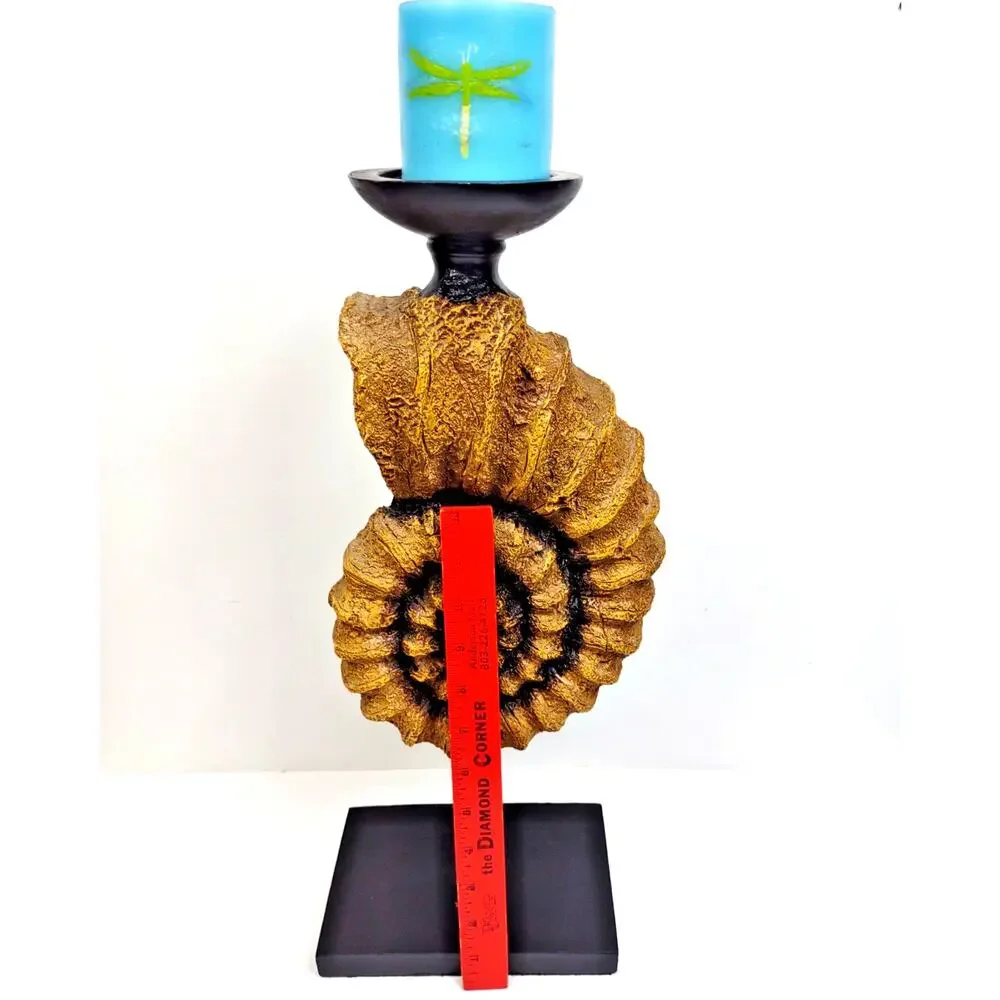 Vintage Nautical Sculpted Conch Shell Pillar Candle Holder 18